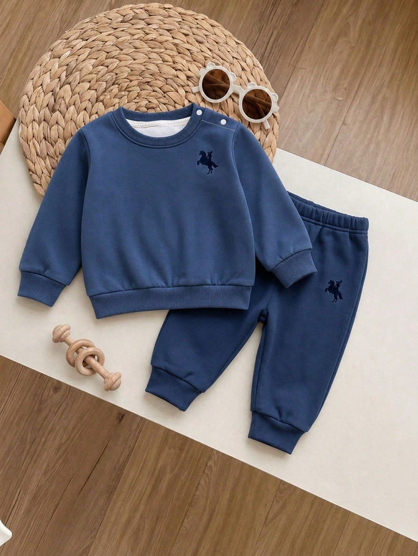 Newborn Baby Knight Pattern Long Sleeve Top And Pants Casual Daily Outfit Set