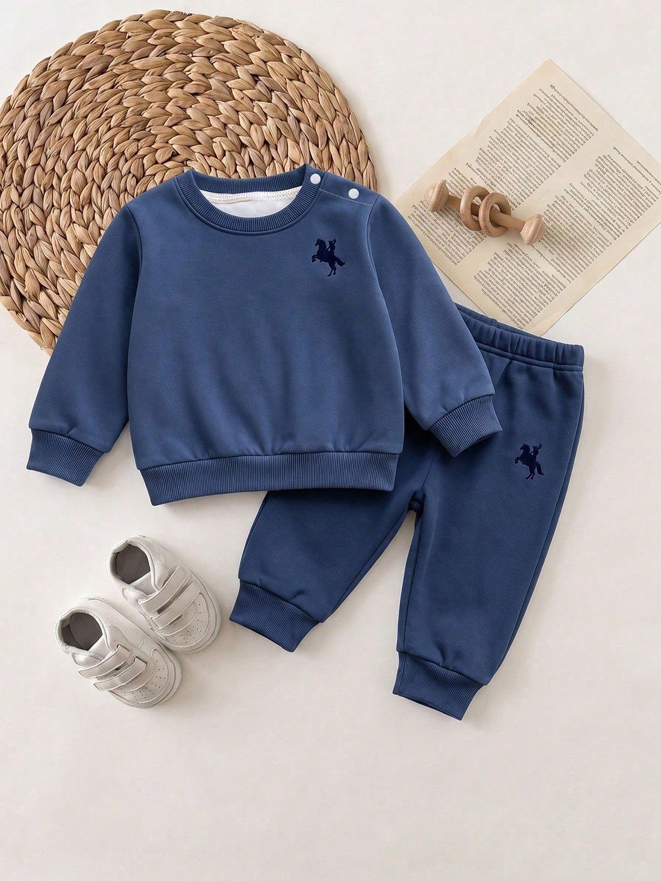 Newborn Baby Knight Pattern Long Sleeve Top And Pants Casual Daily Outfit Set