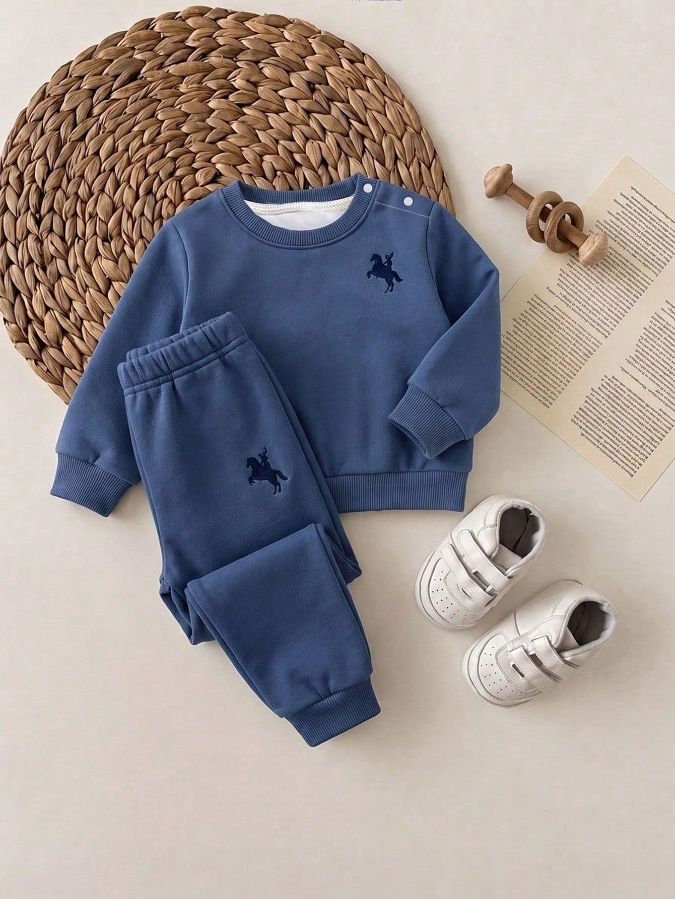 Newborn Baby Knight Pattern Long Sleeve Top And Pants Casual Daily Outfit Set