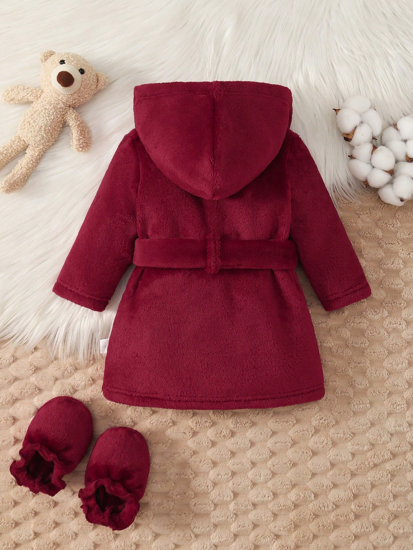 Newborn Baby Robe & Booties Set, Letter Pattern Design, Soft & Comfortable Fabric, Suitable For Children's Casual Wear