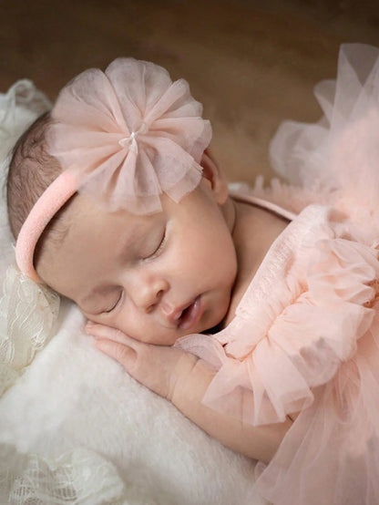 Newborn Girl Photography Outfits Newborn Lace Romper Set Infant Photoshoot Props Baby Girl Contrast Mesh Bodysuit With Headband