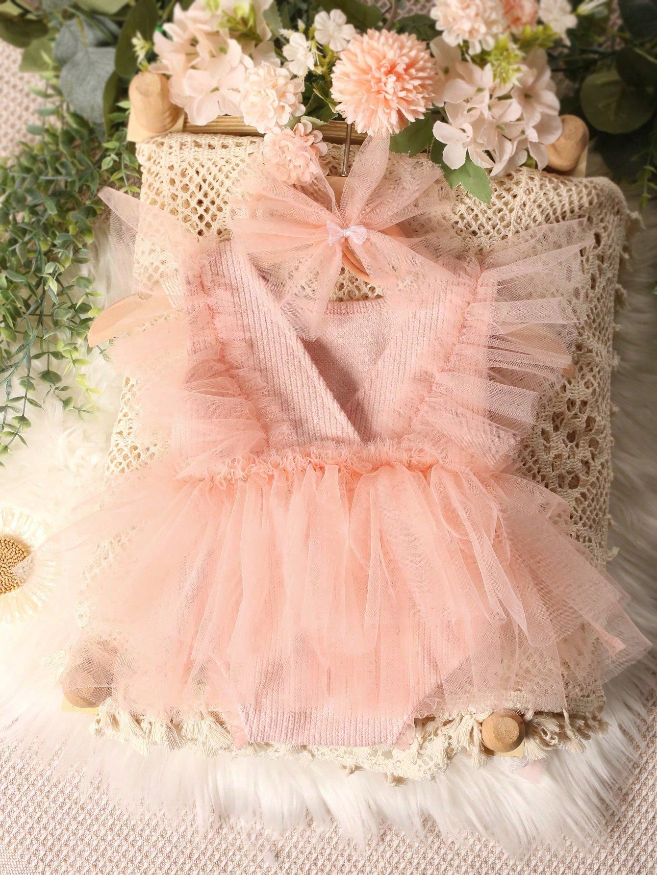 Newborn Girl Photography Outfits Newborn Lace Romper Set Infant Photoshoot Props Baby Girl Contrast Mesh Bodysuit With Headband