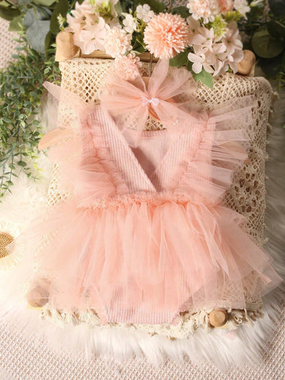 Newborn Girl Photography Outfits Newborn Lace Romper Set Infant Photoshoot Props Baby Girl Contrast Mesh Bodysuit With Headband