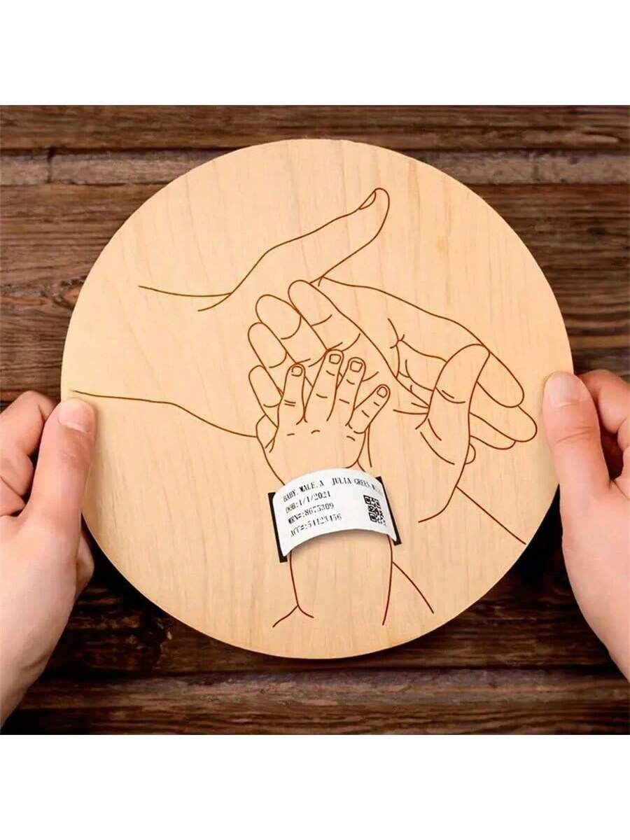 Newborn Hospital Bracelet Engraved Keepsake Holder, Personalized Baby Gift, Laser-Cut Wood Fiber Board, Memorial Pregnancy Wristband