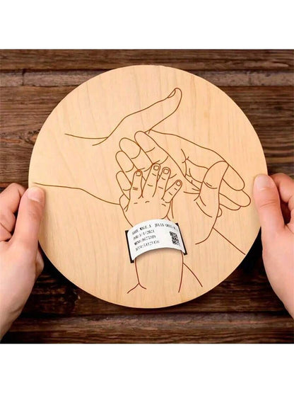 Newborn Hospital Bracelet Engraved Keepsake Holder, Personalized Baby Gift, Laser-Cut Wood Fiber Board, Memorial Pregnancy Wristband