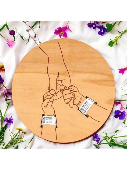 Newborn Hospital Bracelet Engraved Keepsake Holder, Personalized Baby Gift, Laser-Cut Wood Fiber Board, Memorial Pregnancy Wristband