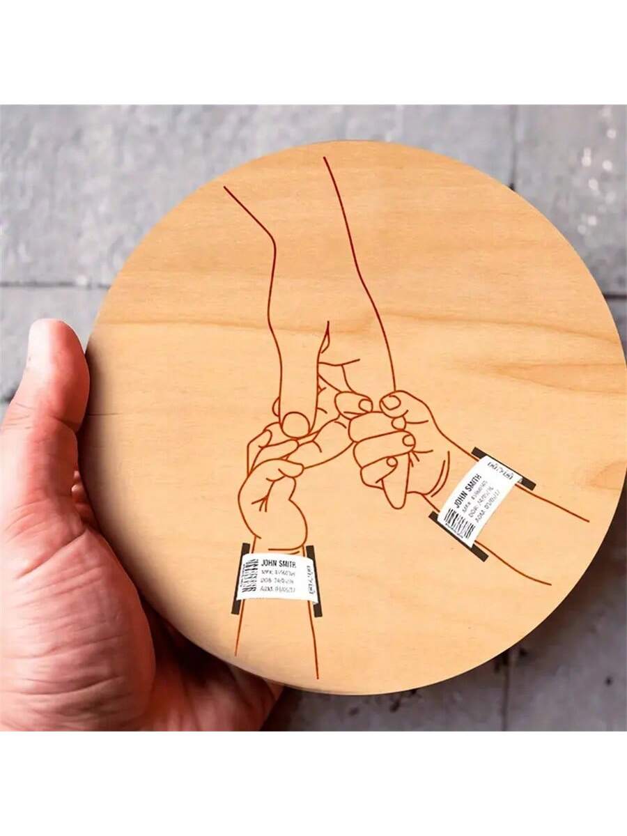 Newborn Hospital Bracelet Engraved Keepsake Holder, Personalized Baby Gift, Laser-Cut Wood Fiber Board, Memorial Pregnancy Wristband