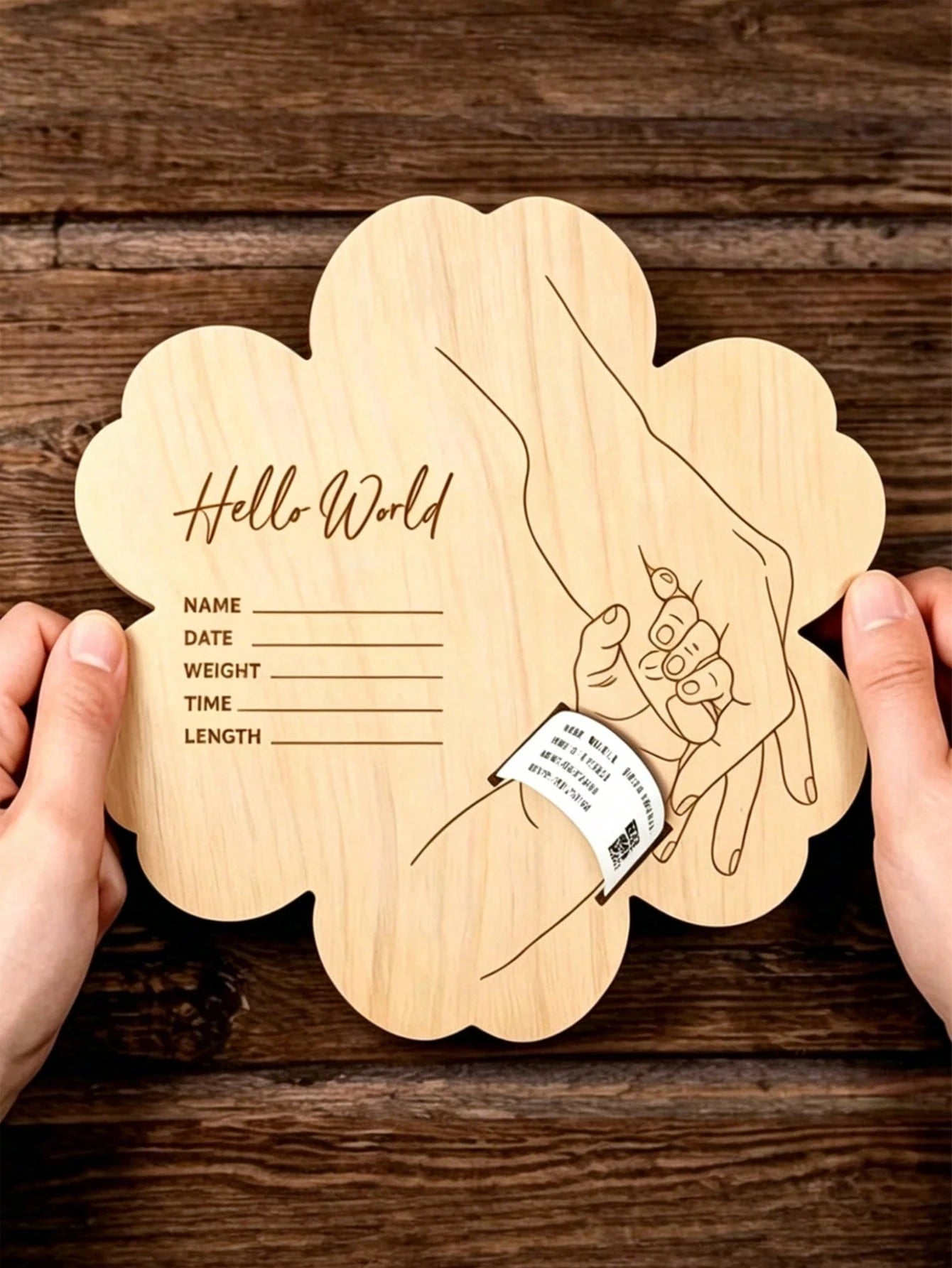 Newborn Hospital Wristband Engraved Keepsake Holder, Personalized Baby Gift, Laser Cut Wood Fiber Board, Pregnancy Commemorative Wristband