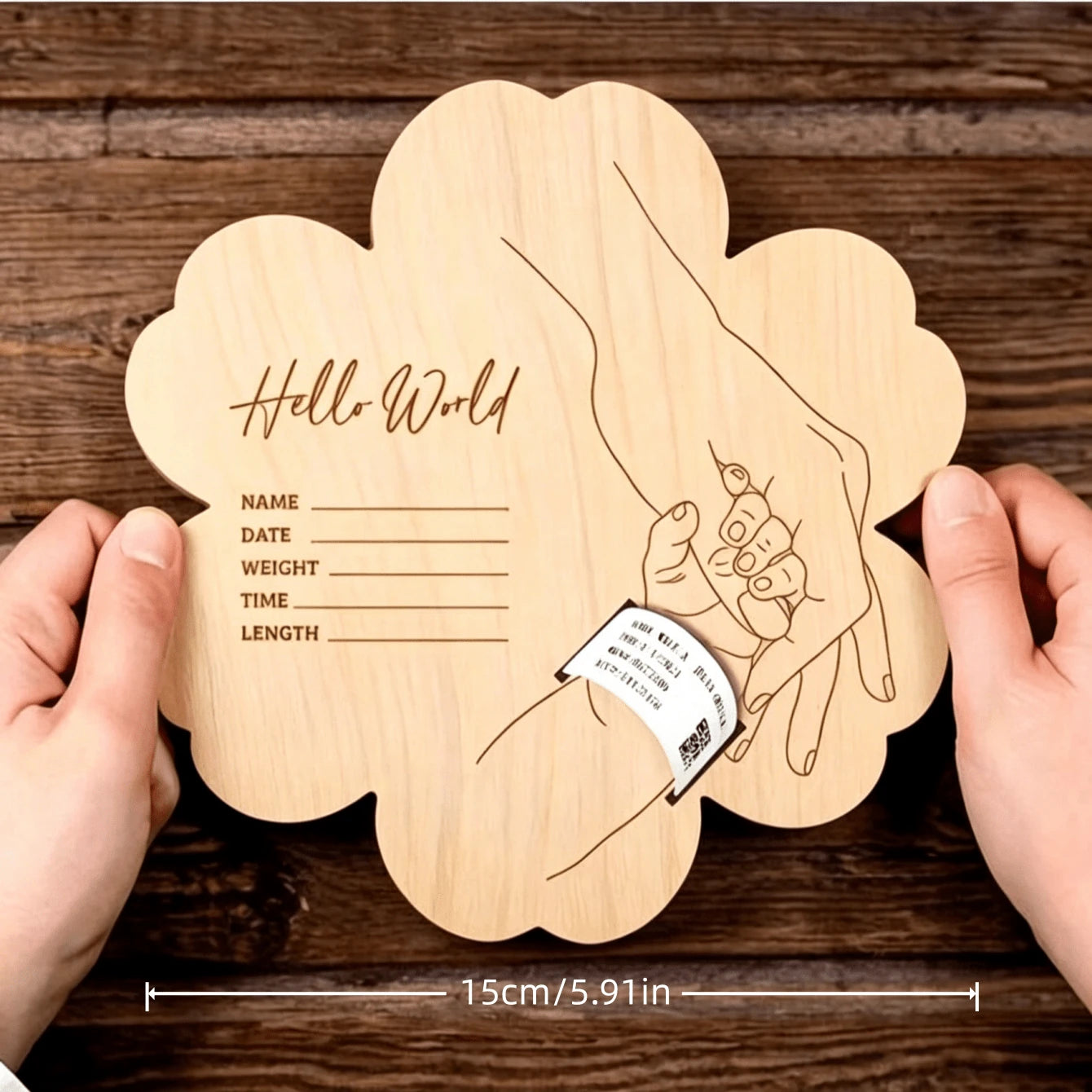 Newborn Hospital Wristband Engraved Keepsake Holder, Personalized Baby Gift, Laser Cut Wood Fiber Board, Pregnancy Commemorative Wristband