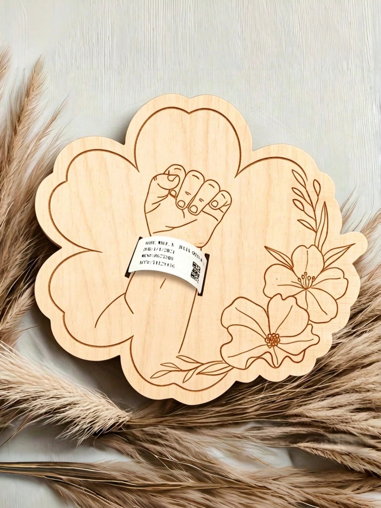 Newborn Hospital Wristband Engraved Keepsake Holder, Personalized Baby Gift, Laser Cut Wood Fiber Board, Pregnancy Commemorative Wristband