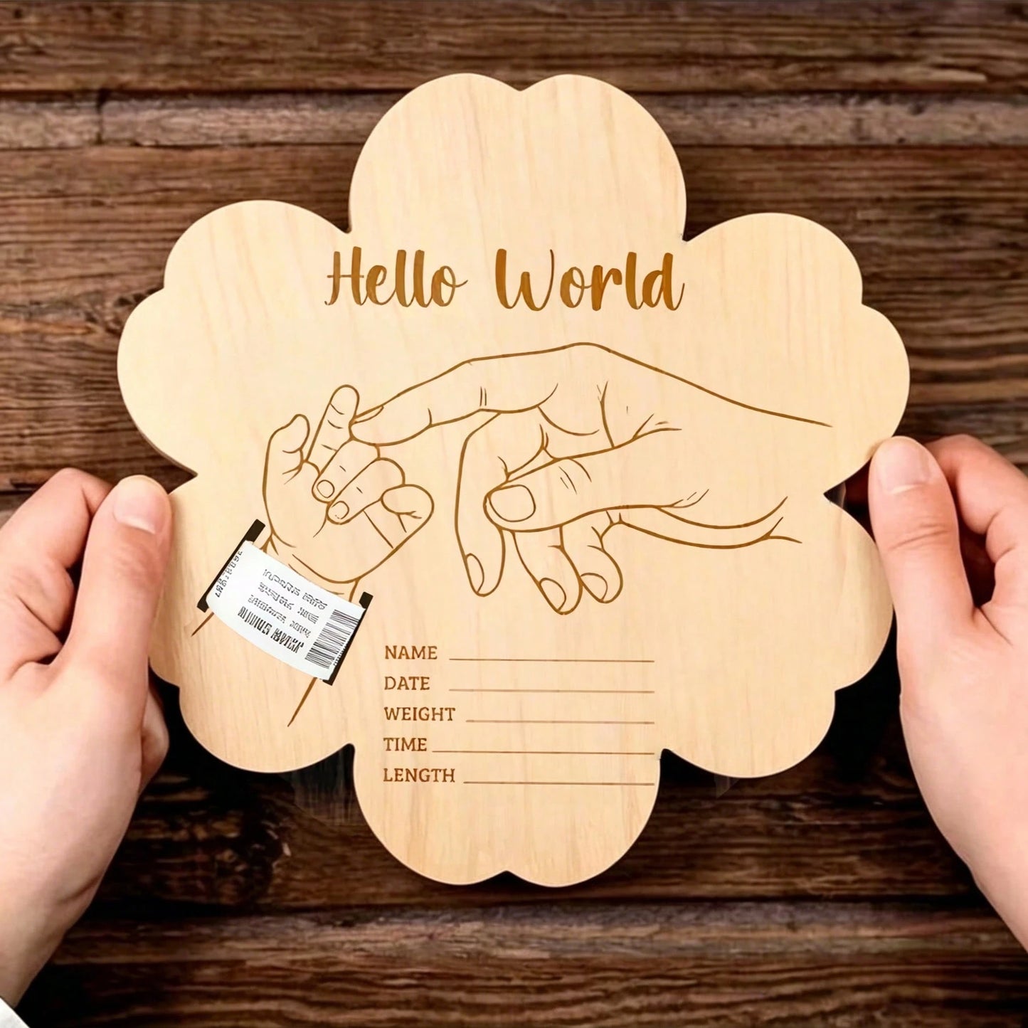 Newborn Hospital Wristband Engraved Keepsake Holder, Personalized Baby Gift, Laser Cut Wood Fiber Board, Pregnancy Commemorative Wristband