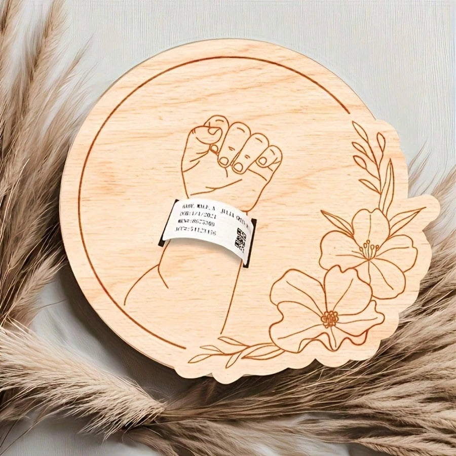 Newborn Hospital Wristband Engraved Keepsake Holder, Personalized Baby Gift, Laser Cut Wood Fiber Board, Pregnancy Commemorative Wristband