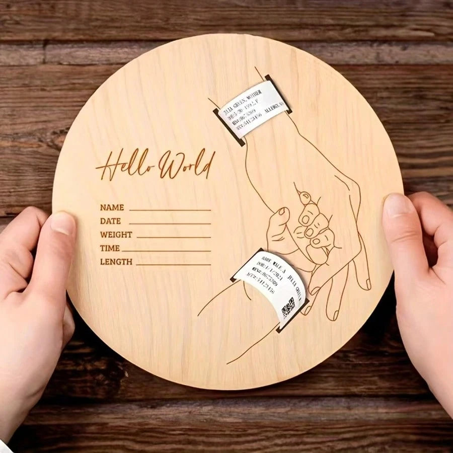 Newborn Hospital Wristband Engraved Keepsake Holder, Personalized Baby Gift, Laser Cut Wood Fiber Board, Pregnancy Commemorative Wristband