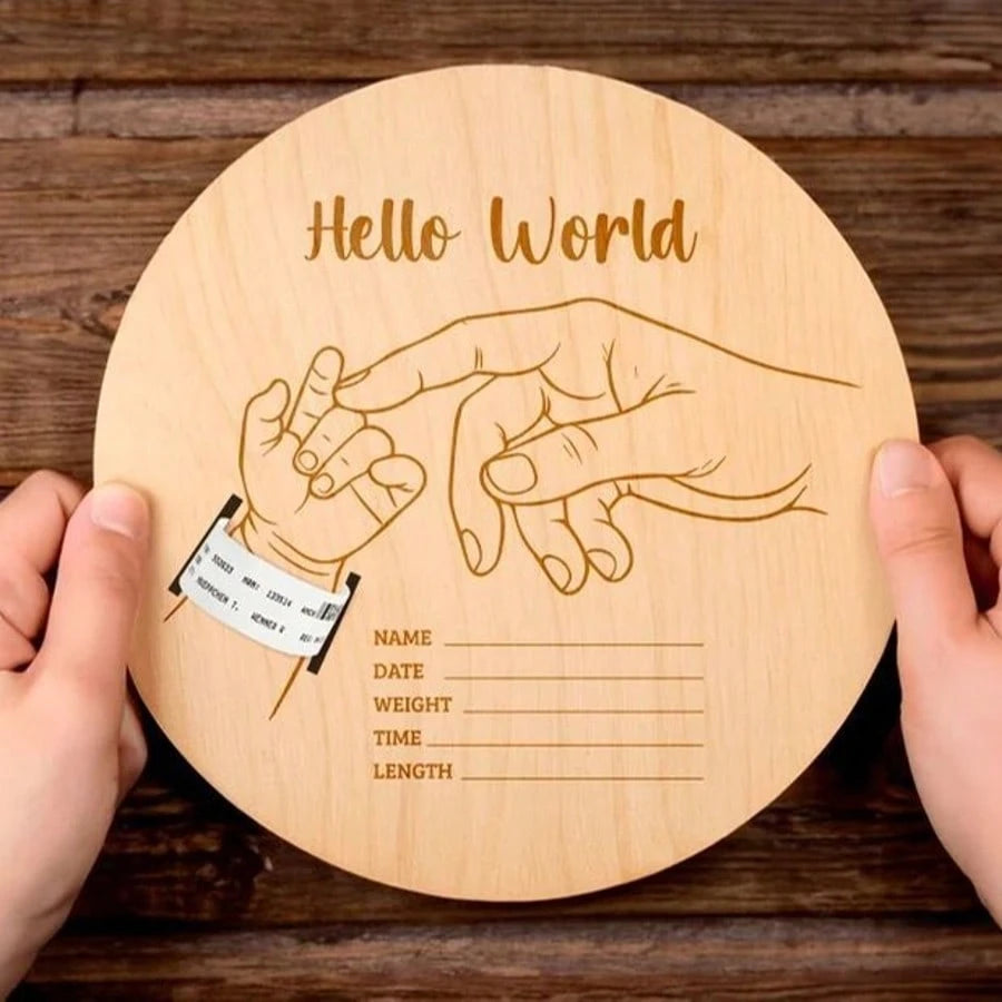 Newborn Hospital Wristband Engraved Keepsake Holder, Personalized Baby Gift, Laser Cut Wood Fiber Board, Pregnancy Commemorative Wristband