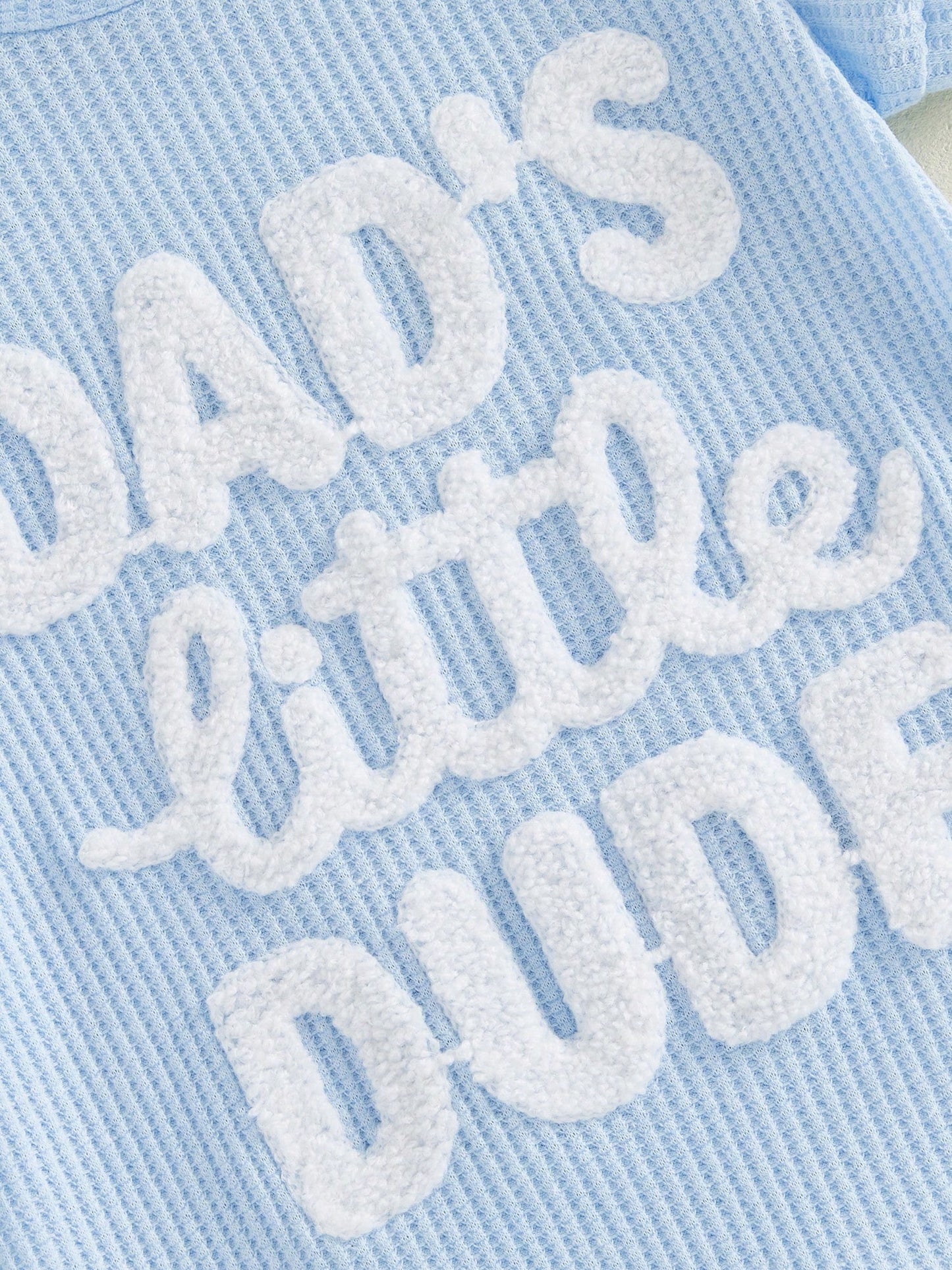 Newborn Infant Baby Boy Summer Jumpsuit Letter Embroidery Short Sleeve Crew Neck Romper Waffle Outfit