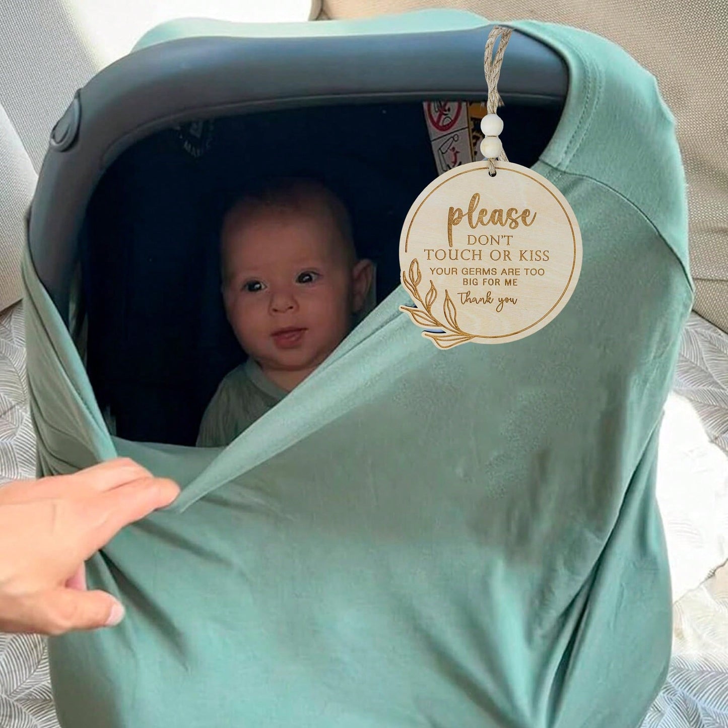 Newborn Protection Wooden Sign- Do Not Touch Or Kiss, Can Be Placed On Baby Room Door As Baby Safety Reminder, Suitable As Newborn Gift, Souvenir Or Baby Room Decor