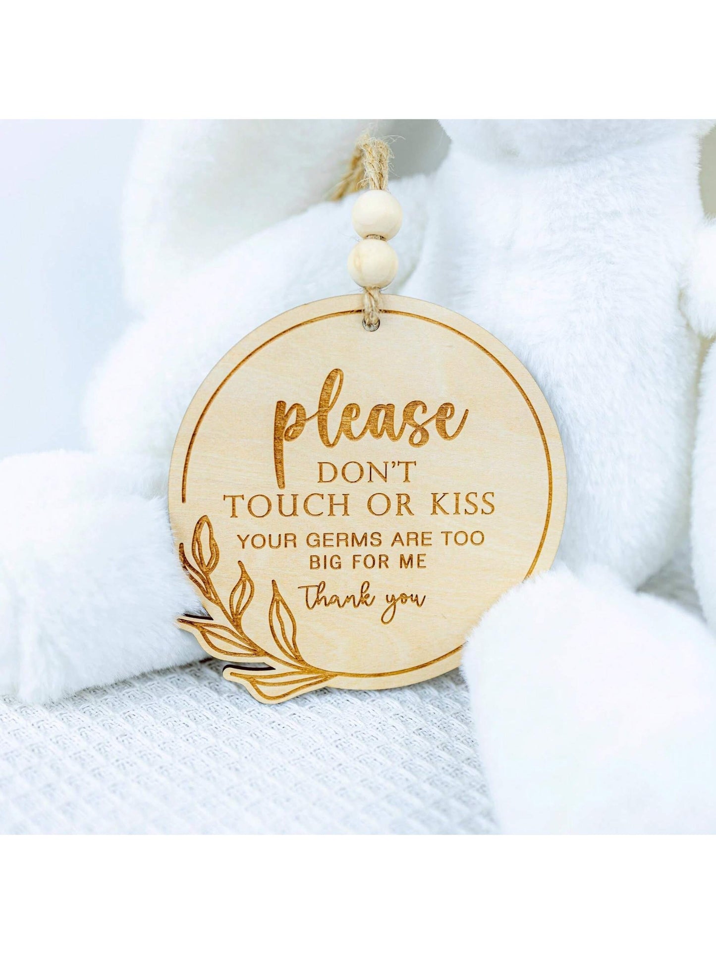 Newborn Protection Wooden Sign- Do Not Touch Or Kiss, Can Be Placed On Baby Room Door As Baby Safety Reminder, Suitable As Newborn Gift, Souvenir Or Baby Room Decor