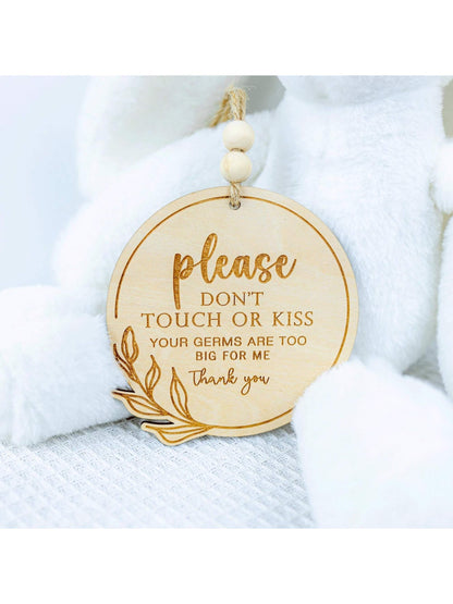 Newborn Protection Wooden Sign- Do Not Touch Or Kiss, Can Be Placed On Baby Room Door As Baby Safety Reminder, Suitable As Newborn Gift, Souvenir Or Baby Room Decor