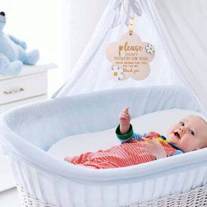 Newborn Protection Wooden Sign- Do Not Touch Or Kiss, Can Be Placed On Baby Room Door As Baby Safety Reminder, Suitable As Newborn Gift, Souvenir Or Baby Room Decor