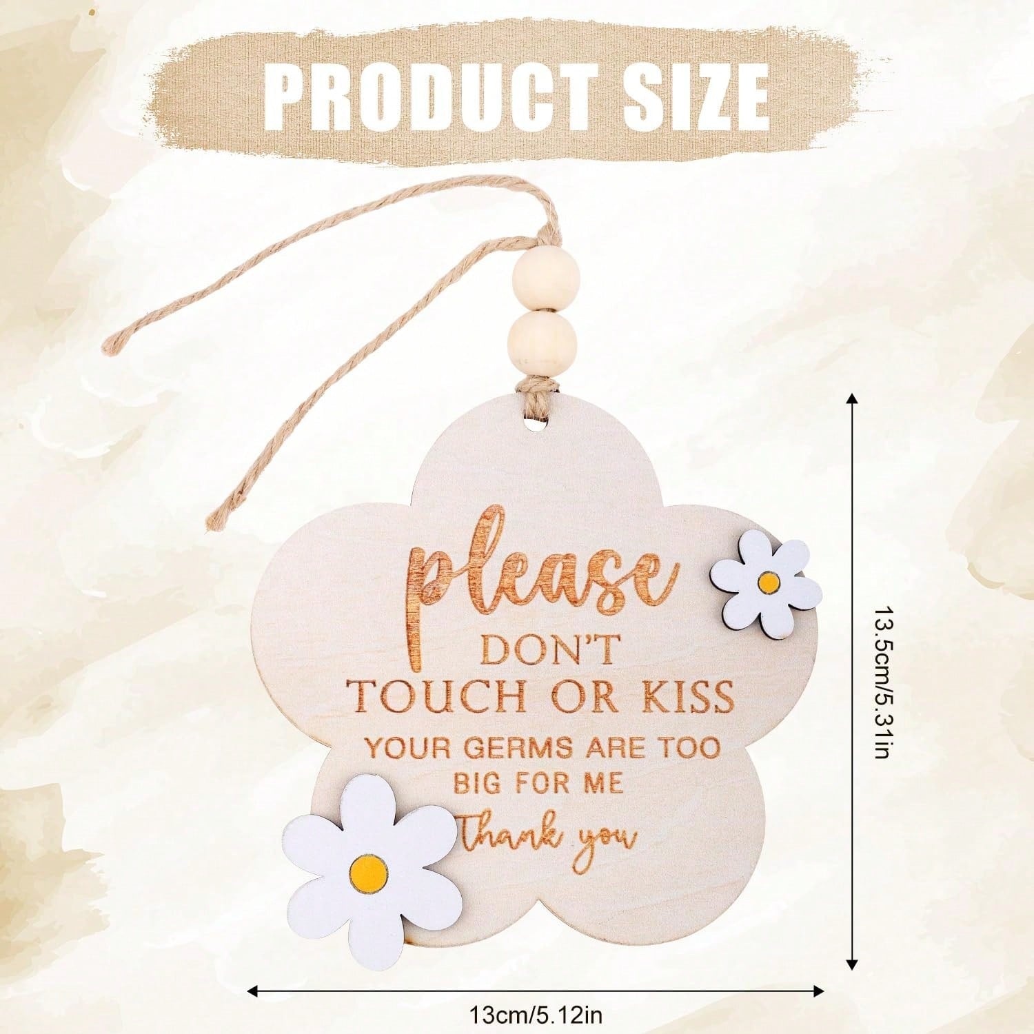 Newborn Protection Wooden Sign- Do Not Touch Or Kiss, Can Be Placed On Baby Room Door As Baby Safety Reminder, Suitable As Newborn Gift, Souvenir Or Baby Room Decor