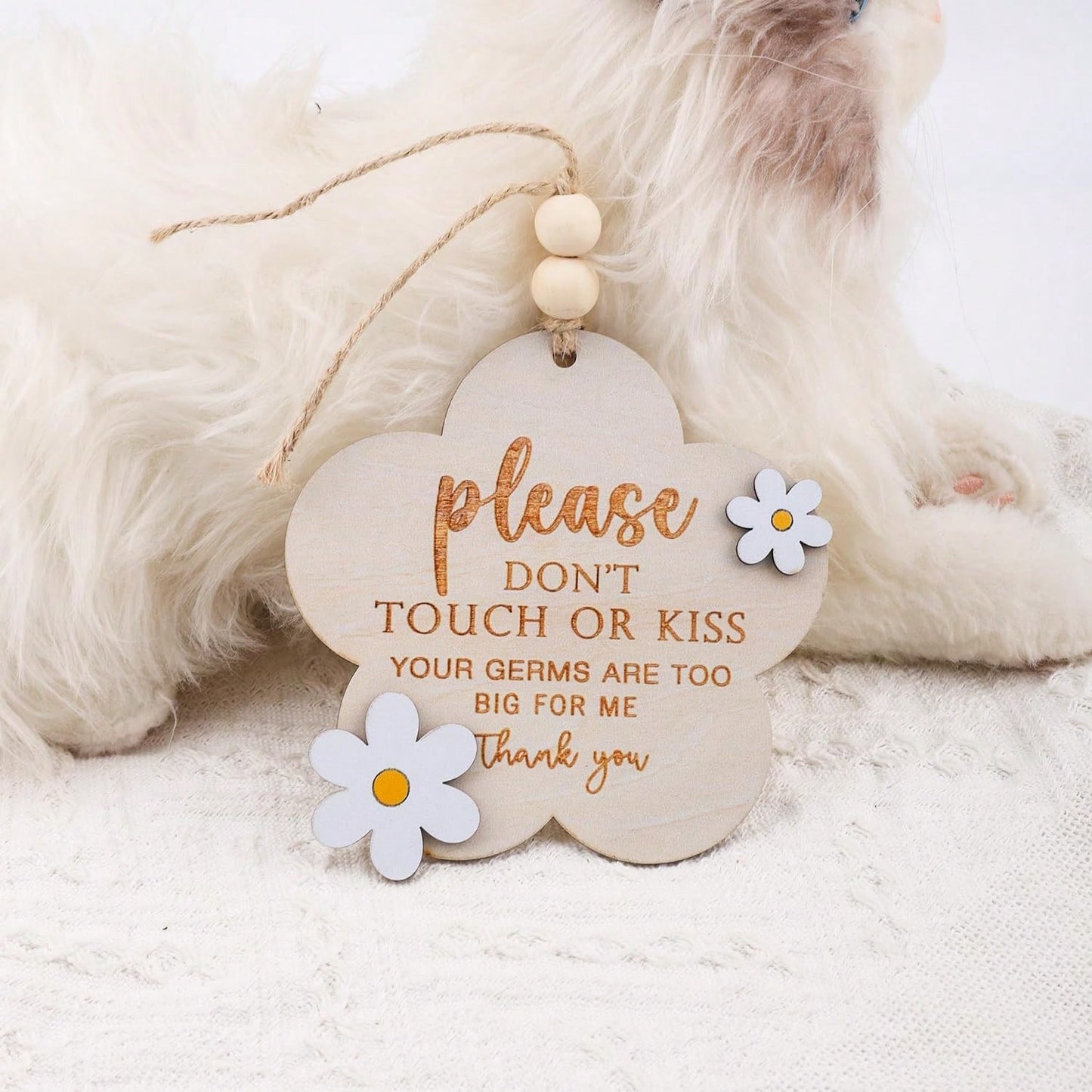 Newborn Protection Wooden Sign- Do Not Touch Or Kiss, Can Be Placed On Baby Room Door As Baby Safety Reminder, Suitable As Newborn Gift, Souvenir Or Baby Room Decor