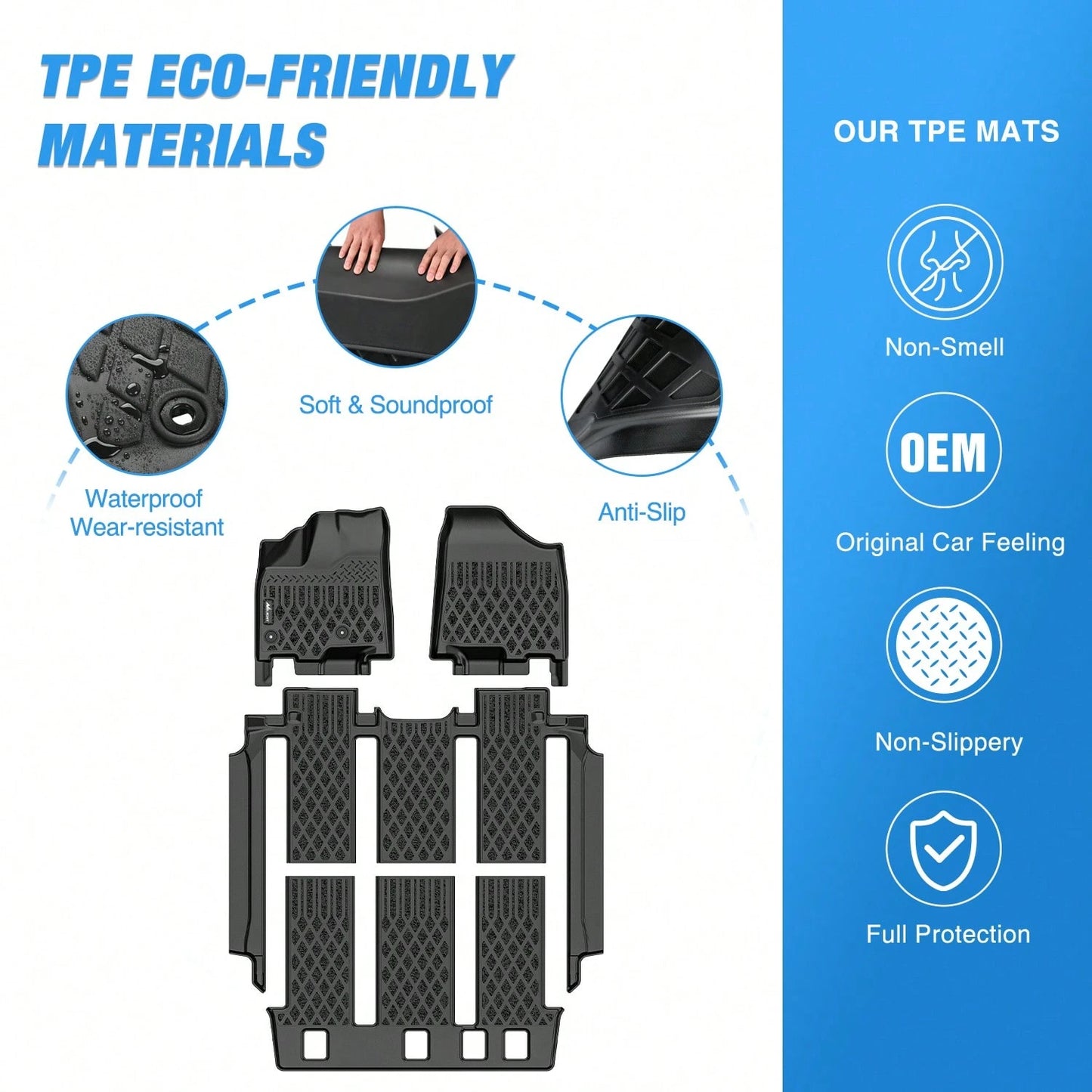 Nilight TPE Floor Mats Compatible With Toyota Sienna 7 Seat 2013-2018| (Without Center Console Only) 2013 2014 2015 2016 2017 2018 2019 2020 All Weather Custom Fit Heavy Duty Floor Liners 2021-2024 S