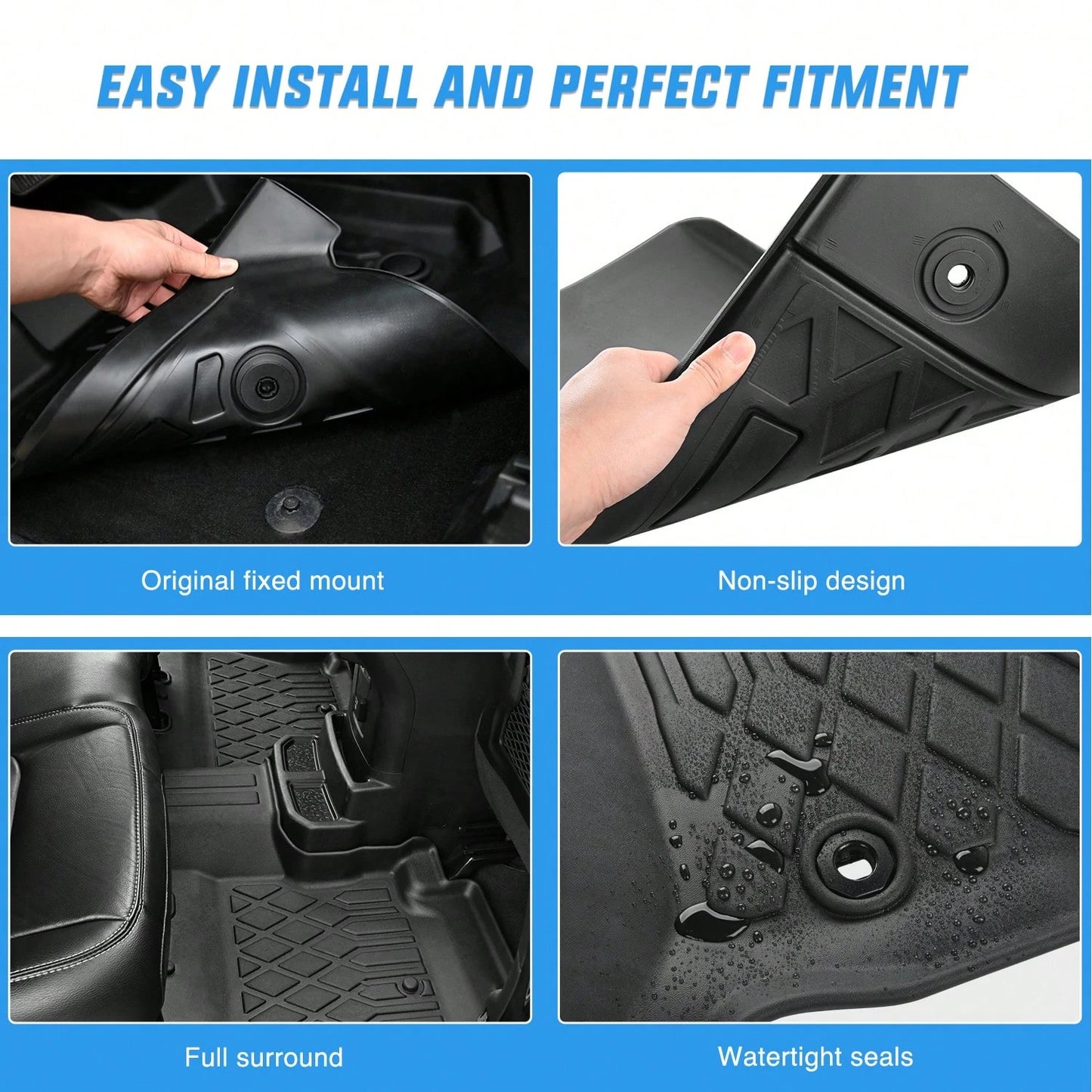 Nilight TPE Floor Mats Compatible With Toyota Sienna 7 Seat 2013-2018| (Without Center Console Only) 2013 2014 2015 2016 2017 2018 2019 2020 All Weather Custom Fit Heavy Duty Floor Liners 2021-2024 S