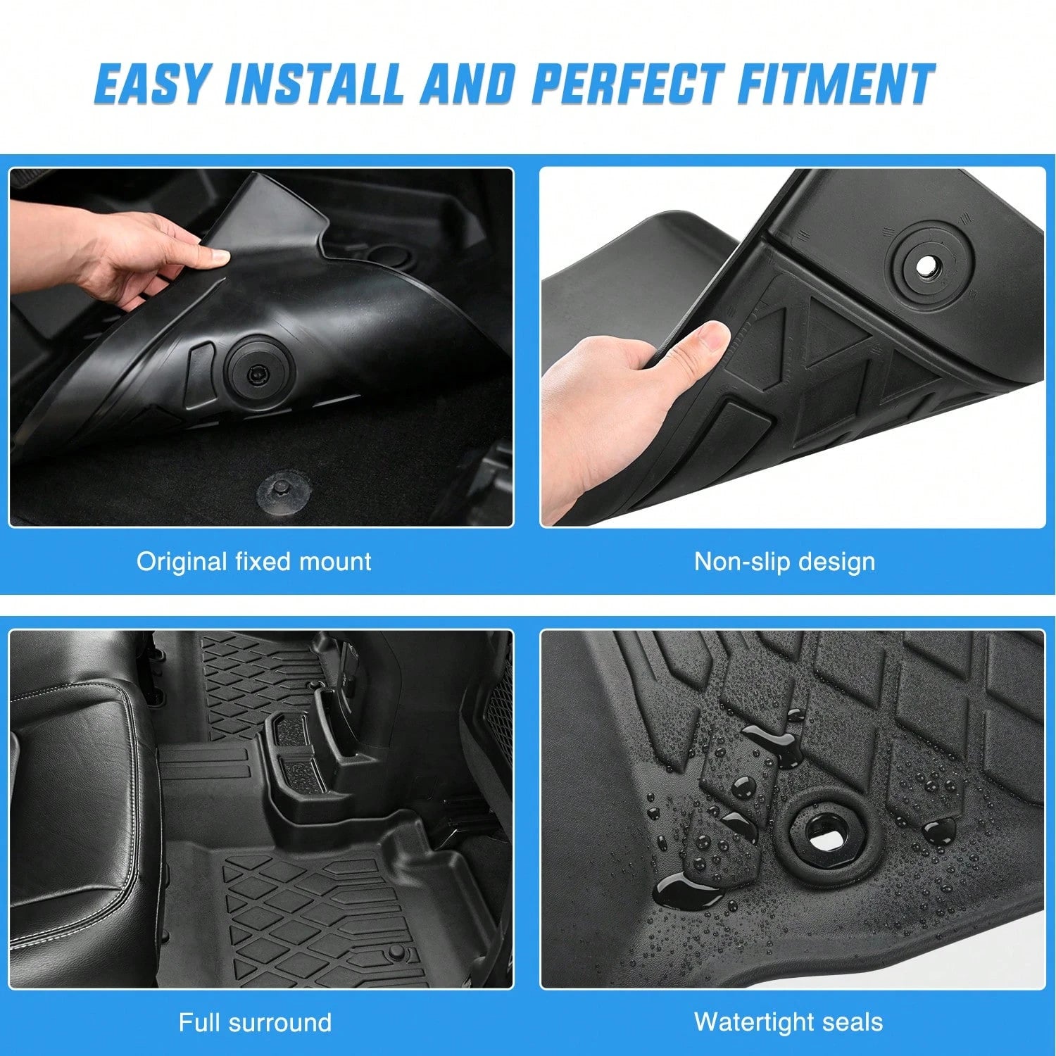 Nilight TPE Floor Mats Compatible With Toyota Sienna 7 Seat 2013-2018| (Without Center Console Only) 2013 2014 2015 2016 2017 2018 2019 2020 All Weather Custom Fit Heavy Duty Floor Liners 2021-2024 S