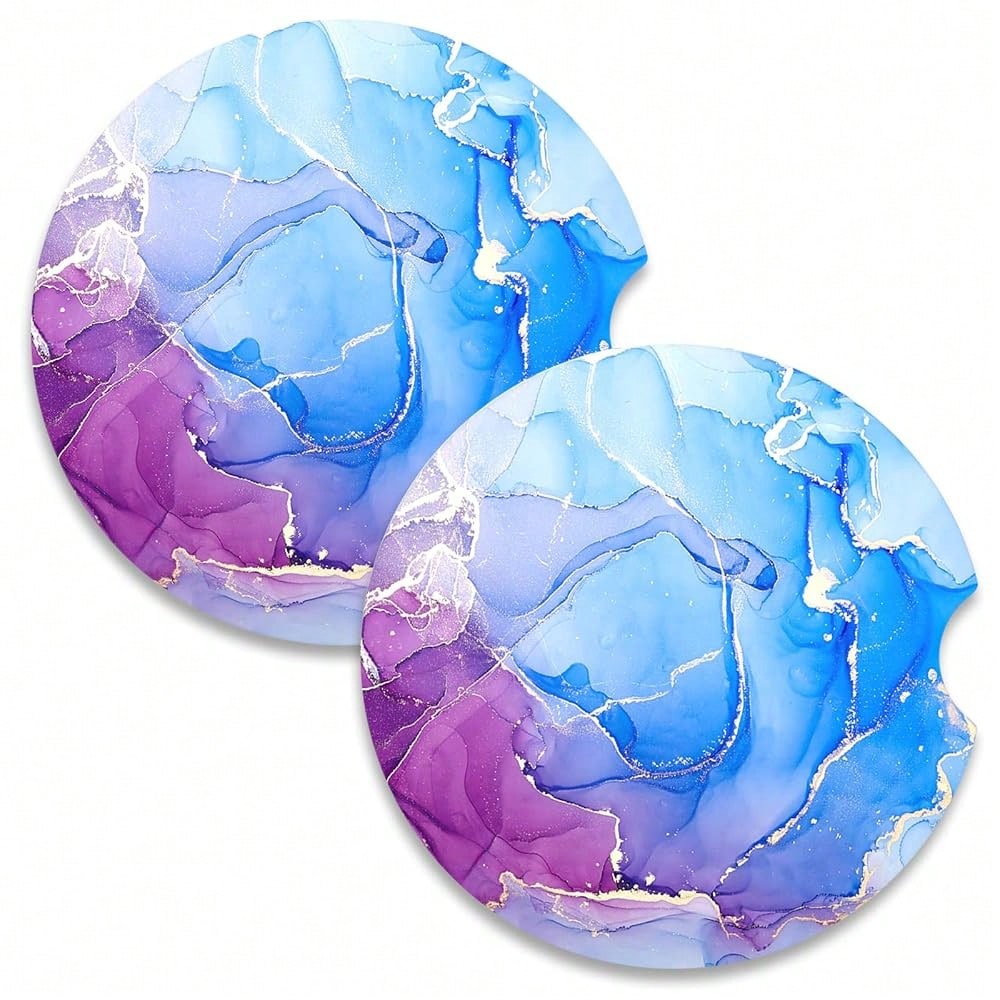 Nipichsha Car Coaster For Cup Holders, 2 Pack Absorbent Ceramic Car Cup Holder Coaster For Drinks, Cute Auto Assecories For Women, Size