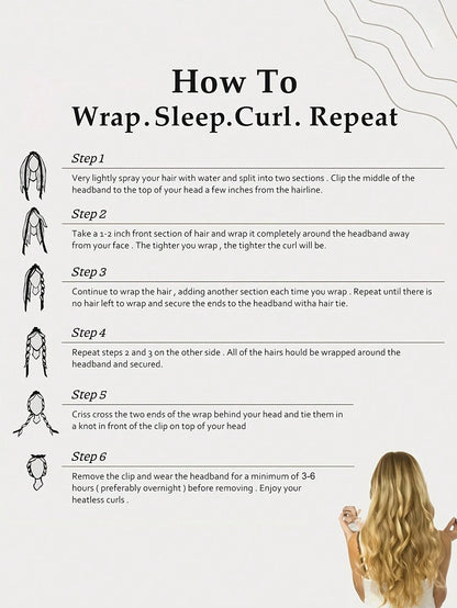 No-Heat Curling Hair Band, No-Heat Curling Hair Scrunchie, Sleep Curling Hair Band, Natural Soft Wave DIY Curling Styling Tool, Curling Iron, No-Heat Curling, Curling Iron, Hair Salon Beauty Products