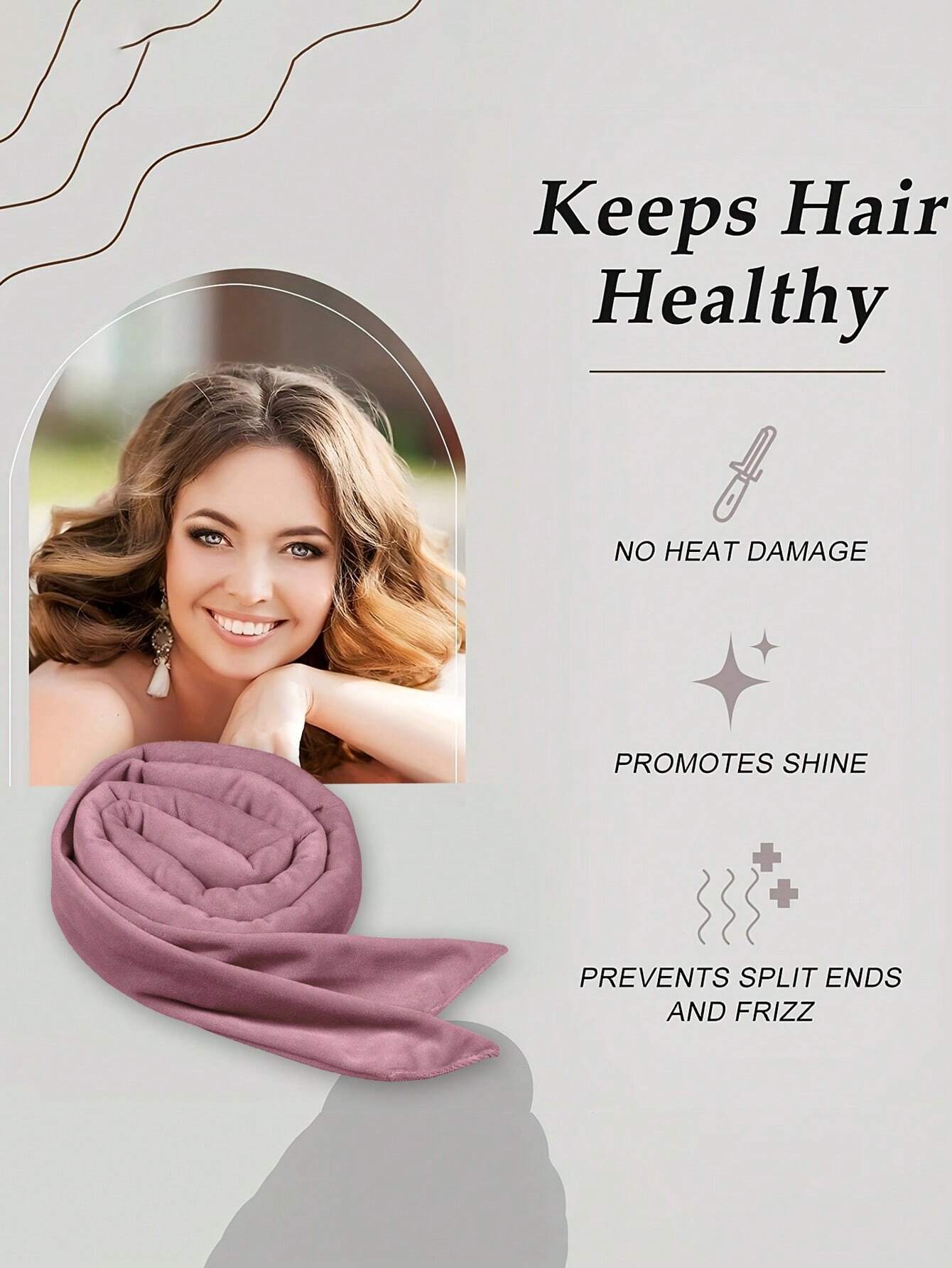 No-Heat Curling Hair Band, No-Heat Curling Hair Tie, Sleep Curling Hair Band, Natural Soft Wave DIY Curling Styling Tool, Curling Iron, No-Heat Curling, Curling Iron, Hair Products And Accessories, Su