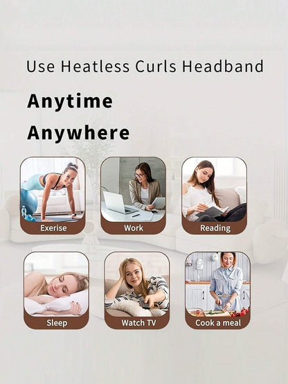 No-Heat Curling Hair Band, No-Heat Curling Hair Tie, Sleep Curling Hair Band, Natural Soft Wave DIY Curling Styling Tool, Curling Iron, No-Heat Curling, Curling Iron, Hair Products And Accessories, Su