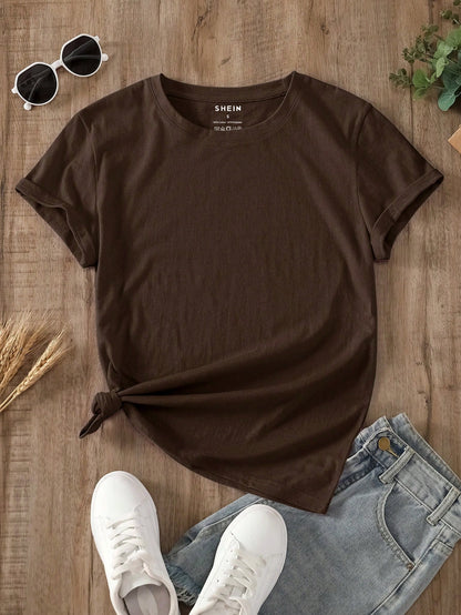 NostaNoir Solid Round Neck Tee