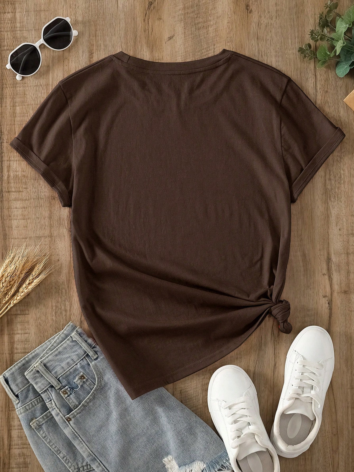 NostaNoir Solid Round Neck Tee
