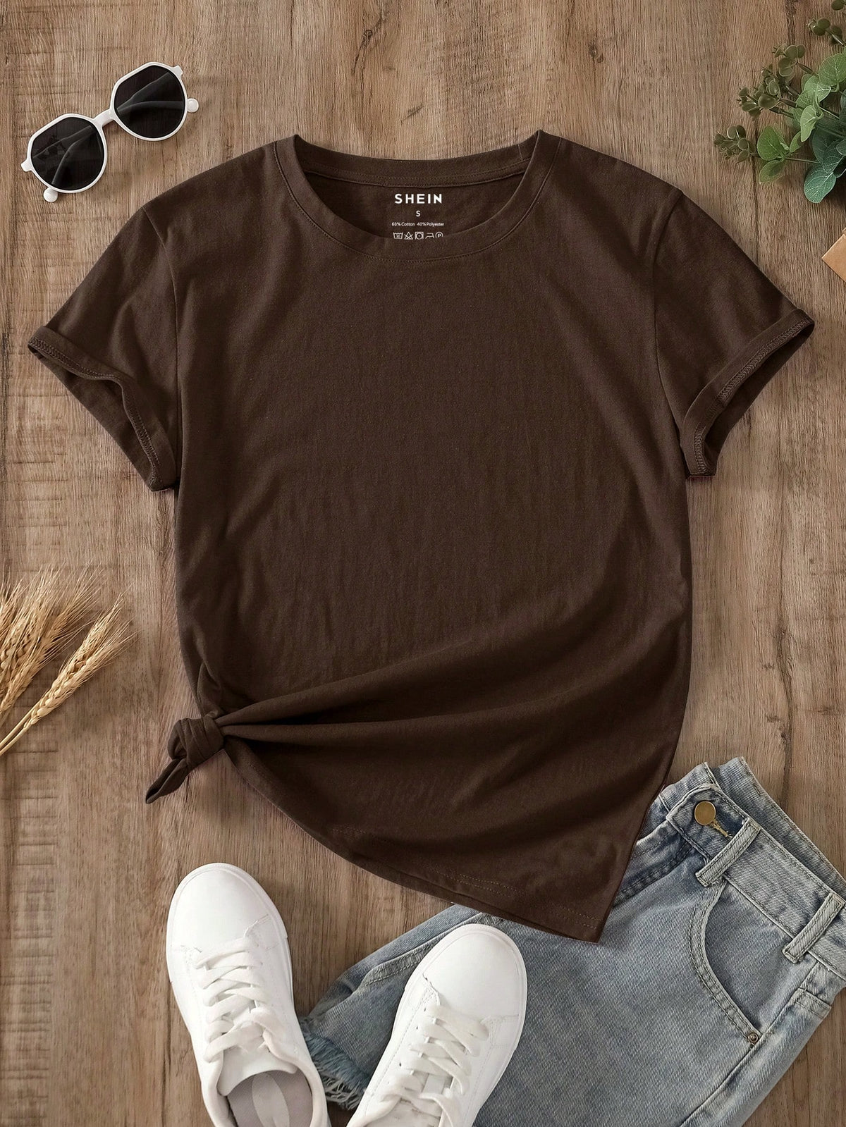 NostaNoir Solid Round Neck Tee