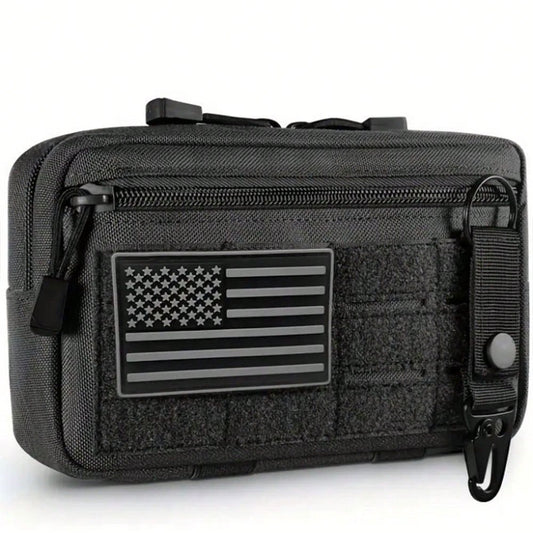 NYXIA Outdoor EDC Hunting Tool Kit, Multifunctional Camouflage Waist Bag, Nylon Portable Men's Waist Bag With American Flag Logo And Fixed Buckle