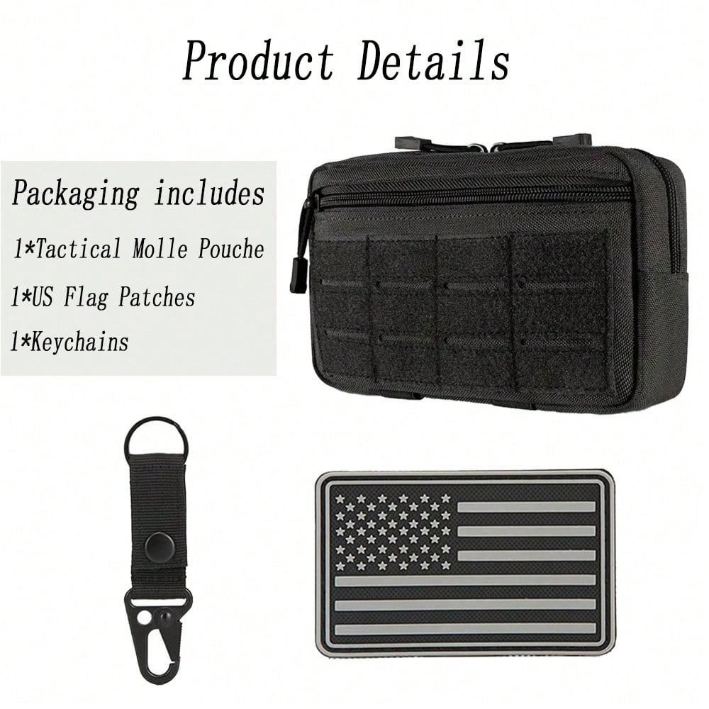 NYXIA Outdoor EDC Hunting Tool Kit, Multifunctional Camouflage Waist Bag, Nylon Portable Men's Waist Bag With American Flag Logo And Fixed Buckle
