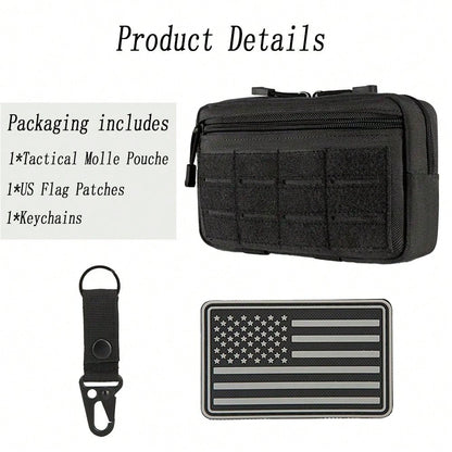 NYXIA Outdoor EDC Hunting Tool Kit, Multifunctional Camouflage Waist Bag, Nylon Portable Men's Waist Bag With American Flag Logo And Fixed Buckle