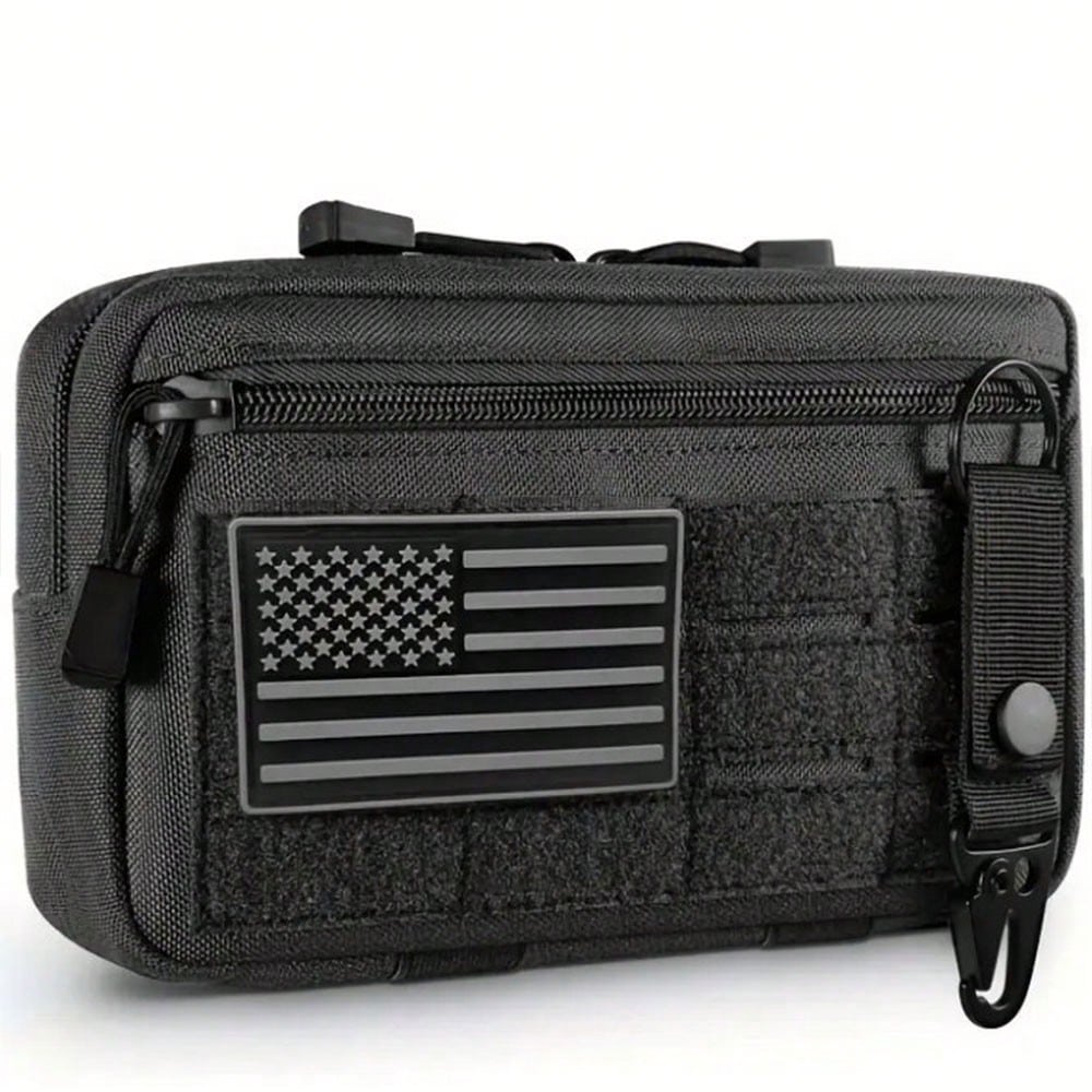 NYXIA Outdoor EDC Hunting Tool Kit, Multifunctional Camouflage Waist Bag, Nylon Portable Men's Waist Bag With American Flag Logo And Fixed Buckle