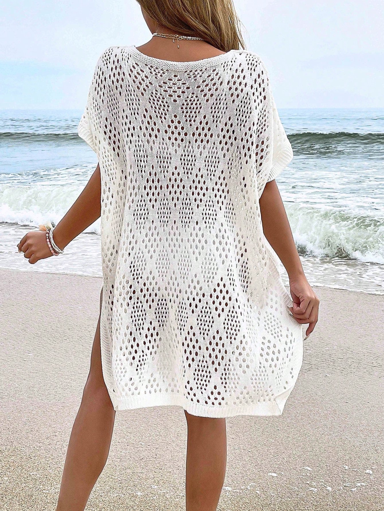 NZZOF Plus Size Women's Fashionable Casual Hollow Cover-Up Swimsuit Dress (Bikini Not Included) Vacation Beach Black Summer, Aesthetic