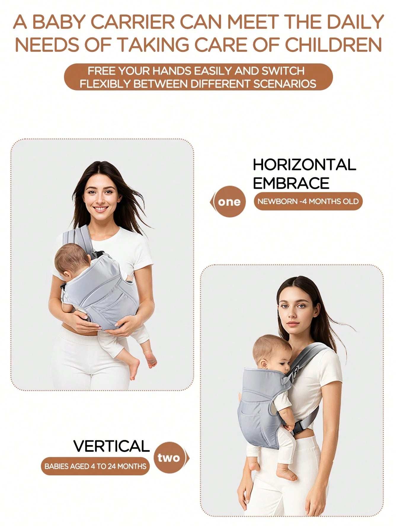 Oaoleer 1PC Baby Carrier, Front & Back Carry, Baby Sling Carrier Portable Newborn Toddler,Child Infant Baby Carrier-Child Carrier Sling,Lightweight Breathabl