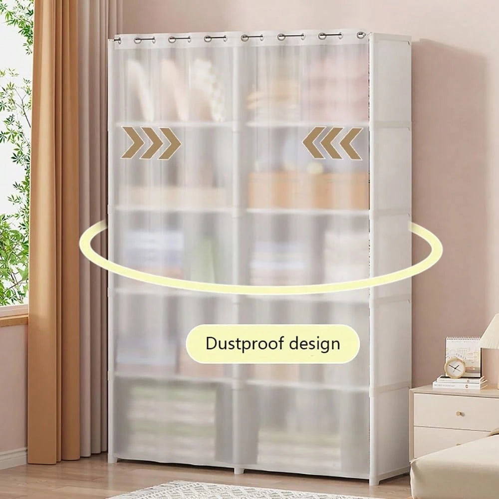 Oaoleer 1PC Portable Wardrobe Folding Wardrobe For Baby Room, Furniture Open Closets Living Room Cabinet Metal Clothes Closet Organizer System Wall Dresser