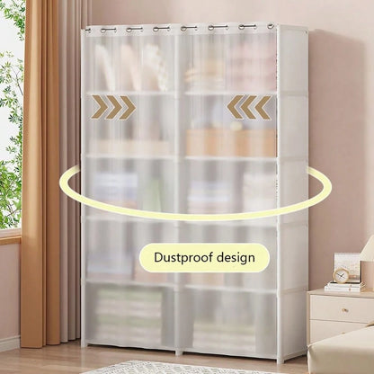 Oaoleer 1PC Portable Wardrobe Folding Wardrobe For Baby Room, Furniture Open Closets Living Room Cabinet Metal Clothes Closet Organizer System Wall Dresser