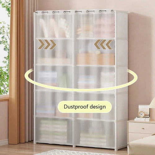 Oaoleer 1PC Portable Wardrobe Folding Wardrobe For Baby Room, Furniture Open Closets Living Room Cabinet Metal Clothes Closet Organizer System Wall Dresser
