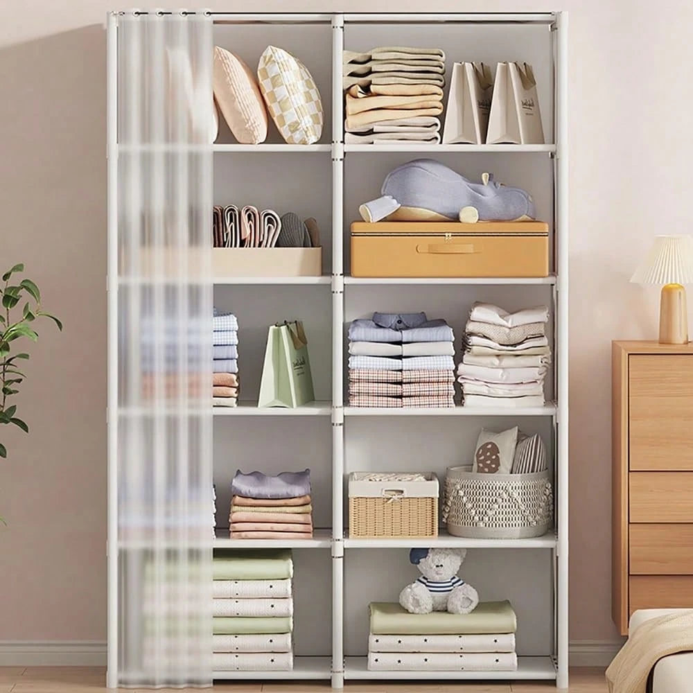 Oaoleer 1PC Portable Wardrobe Folding Wardrobe For Baby Room, Furniture Open Closets Living Room Cabinet Metal Clothes Closet Organizer System Wall Dresser