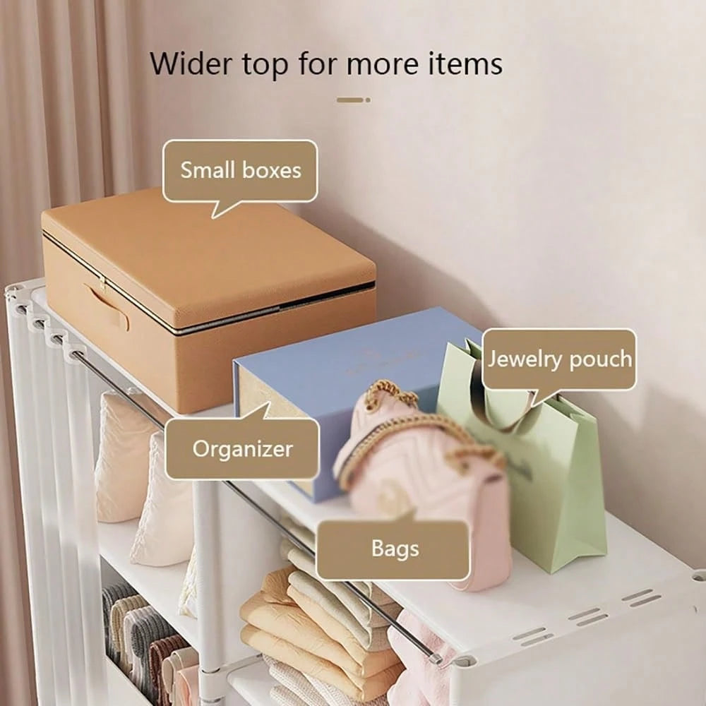 Oaoleer 1PC Portable Wardrobe Folding Wardrobe For Baby Room, Furniture Open Closets Living Room Cabinet Metal Clothes Closet Organizer System Wall Dresser