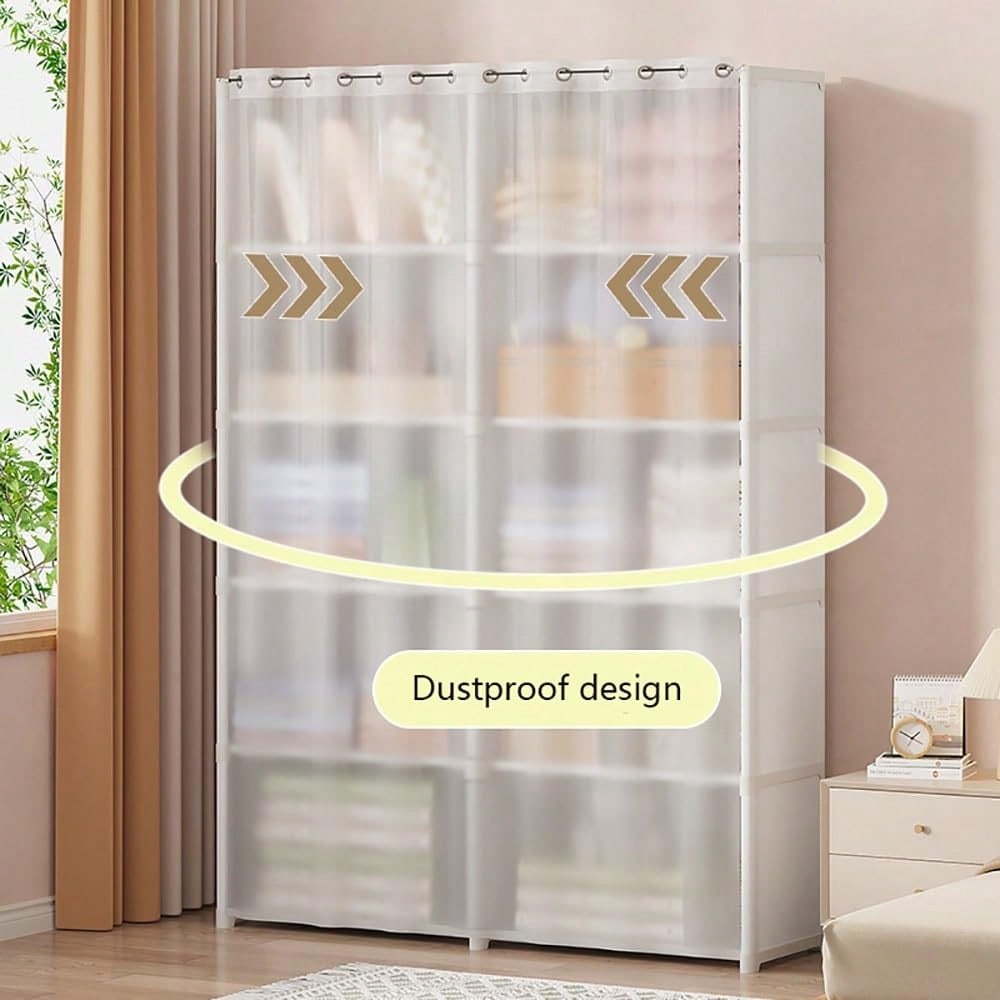 Oaoleer 1PC Portable Wardrobe Folding Wardrobe For Baby Room, Furniture Open Closets Living Room Cabinet Metal Clothes Closet Organizer System Wall Dresser