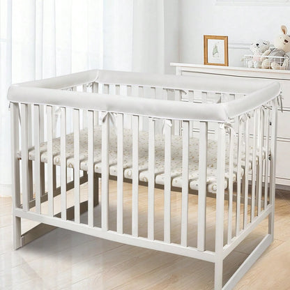 Oaoleer 4 In 1 Breathable Crib Rail Covers, White Soft Anti-Collision Rail Edge Protector Strip To Protect Baby Teeth