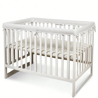 Oaoleer 4 In 1 Breathable Crib Rail Covers, White Soft Anti-Collision Rail Edge Protector Strip To Protect Baby Teeth
