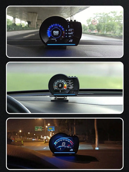 OBD + GPS HUD P24 Car OBD Head-Up Display HUD In-Car Computer Digital Speedometer, Water Temperature, Fuel Consumption, Inclinometer